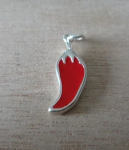 Sterling Silver 22x7mm Red Chili Enamel Jalapeno Pepper Charm - Picture 1 of 5