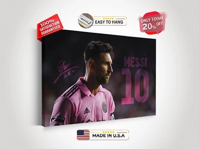 Lionel Messi Motivational Canvas Sports Stars Wall Art Framed Home Decor Gift