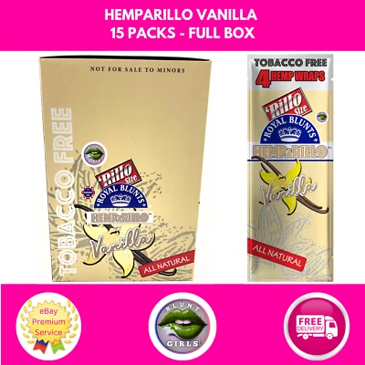 ROYAL BLUNTS Hemparillo VANILLA Rillo rolling papers Full Box 15 Packs FREE TRACKED POSTAGE