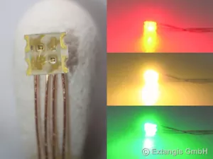 10 x SMD LED 0605 FLACH 3-Chip RGY ROT GRÜN GELB +Cu-Draht rosso verde amarillo - Bild 1 von 1