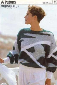 LADIES DROP SLEEVE SWEATER- IN PATONS MOONRISE DK &MOHAIR~ ENGLISH - Picture 1 of 1