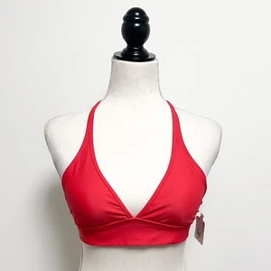 Body Glove Red Triangle Halter Back Tie Removable Pads Bikini Top Small NWT NOS - Picture 1 of 11