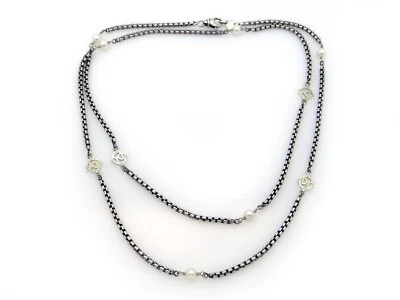 Colar estação pérola logotipo David Yurman 31 polegadas ouro 14k prata esterlina - Imagem 1 de 4