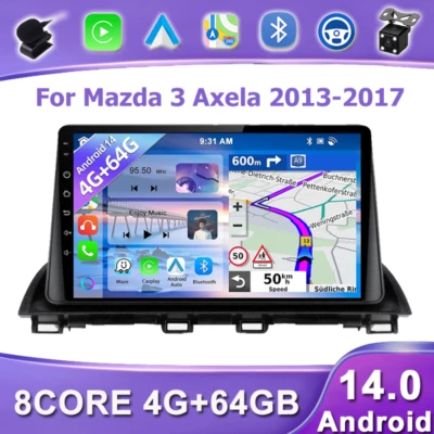 Reproductor de radio estéreo para automóvil Android 14.0 GPS CarPlay para Mazda 3 Axela 64G 2013-2017 Foto 1 de 4