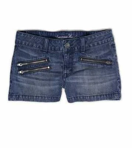 Neu mit Etikett American Eagle Denim Shortie Shorts, Reißverschlusstaschen - Bild 1 von 2