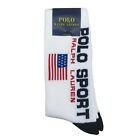 Polo Ralph Lauren Sport USA Flag Crew Socks Mens Size 6-13 White (1 PAIR) NEW