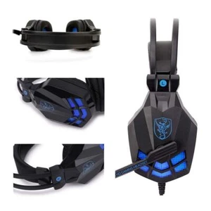 CUFFIE LED COMPUTER GAMING AURICOLARE MICROFONO CONTROLLO VOLUME PER PC MAC XBOX - Foto 1 di 4