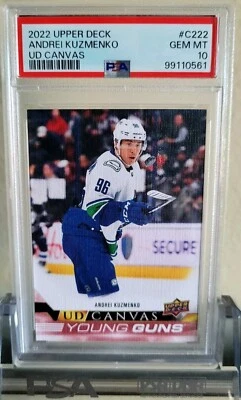 2022 Upper Deck #C222 Andrei Kuzmenko RC UD Canvas Young Guns PSA 10 GEM MINT - Image 1 of 2