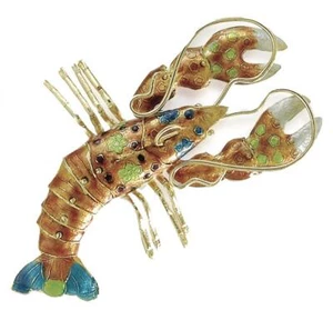 Articulated Lobster Ornament Cloisonne Enamel Deep Sea Ocean Gift Boxed - Picture 1 of 1