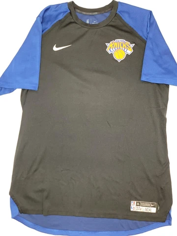 Nike NEW YORK KNICKS Game Used Authentic Short Sleeve Warm Up Shirt W/COA Cover
