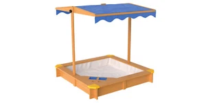 Playtive Holzsandkasten mit Dach und Eisdiele Sandkasten Abdeckung Deckel - Bild 1 von 3