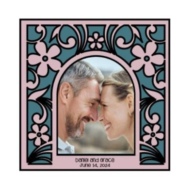 Pegatinas de boda con marco de flores - Juego de 25 Foto 1 de 3