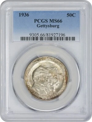 1936 Gettysburg Commemorative Silver Half MS66 PCGS - Image 1 of 3