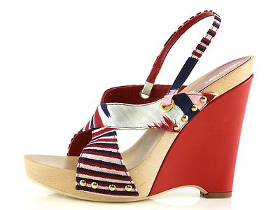 MISSONI Z1611* OLONA Tacones de cuña a rayas rojas talla 40 EU / 10 US Foto 1 de 4