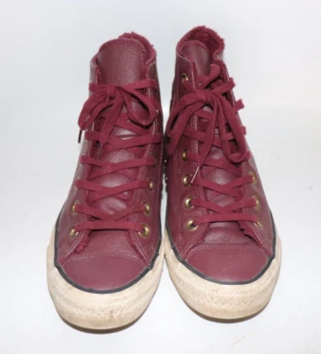 Converse All Star Tennis Shoes Red Maroon Leather Woman 8 - Image 1 of 4