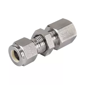 FITOK 316 SS Bulkhead Connector 1/2 in Tube OD × 3/8 Female NPT, SS-BCF-FL8-NS6 - Picture 1 of 5