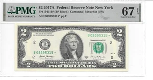 2017A* New York Star $2 FRN (B* Block) PMG 67 EPQ Superb Gem Uncirculated - Picture 1 of 24
