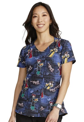 Hocus Pocus Cherokee Scrubs Tooniforms Disney V Neck Top TF756 HDSC - Image 1 of 4