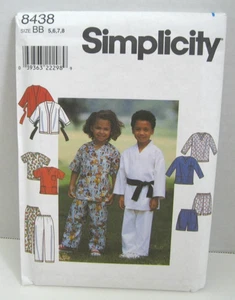 Simplicity 8438 Unisex Karate Ghee, Scrub & Pajamas Pattern Child's 5-8 Uncut - Picture 1 of 2