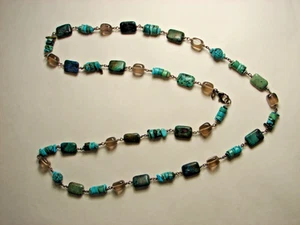 Silpada N1647 Necklace Sterling Silver 925 Turquoise Azurite Smoky Quartz 32" - Picture 1 of 7