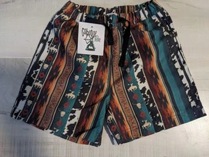 Crazy Train Caboose Kids Western Print Shorts Unisex Size 6T New Pockets - Picture 1 of 8