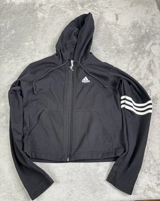 Sudadera con capucha vintage Y2K Adidas cremallera completa para mujer talla mediana negra 3 rayas Foto 1 de 4