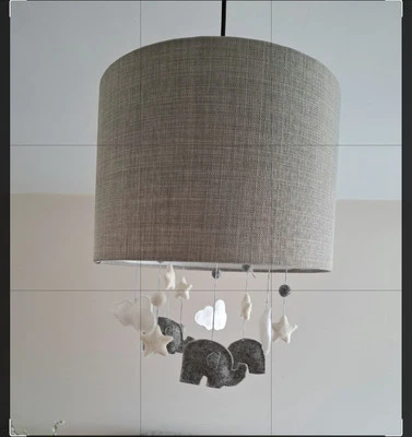 Легко подходит серый цилиндр потолок подвеска барабан свет абажур с вися слонов - Изображение 1 из 3