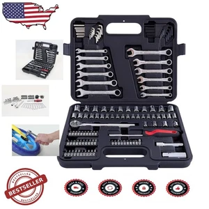 Essential 121 Piece Mechanic Tool Set, Alloy Steel, Portable Case, SAE Metric - Picture 1 of 11