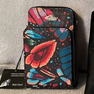 Bolsa tiracolo Pineda Covalin México bordada borboleta - Imagem 1 de 4