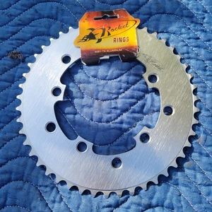 Rocket Ring Chainring 47t Old School BMX NOS 47 Tooth 110 130 Silver Sprocket US - Picture 1 of 2