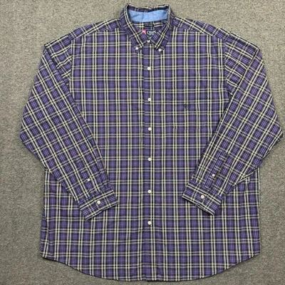 Chaps Button Down Shirt Mens 3XT Purple Plaid Long Sleeve Big & Tall Easy Care - Image 1 of 4