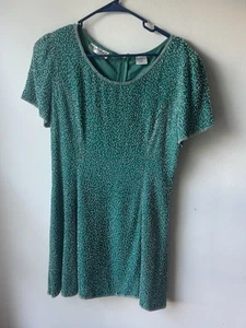 Vestido Vintage Años 80/90 Noche Vogue Lentejuelas Verde XL - Imagen 1 de 4
