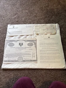 1977 “Hamilton International Corporation” Stock Copy w Merger Letter & Receipt - Picture 1 of 7