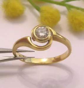 SOLITARIO IN ORO GIALLO18KT E DIAMANTE NATURALE -18KT SOLID GOLD DIAMOND RING - Imagen 1 de 1