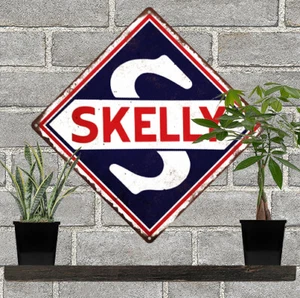Letrero metálico de aceite de motor SKELLY repro bomba de gas garaje taller mecánico 12x12" 60777 - Imagen 1 de 1