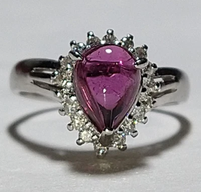 Anillo de diamantes turmalina natural de platino macizo de 1,72 quilates 4,49 gms talla 4 pt900 Foto 1 de 4