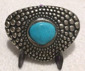 Elliot Rhodes ~ Molten Dimple Turquoise Belt Buckle 40mm ~ #780B ~ Pre-Owned - Picture 1 of 18