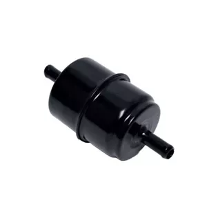 Inline Fuel Filter 3/8" Hose Barbs Carbureted Gasoline Chevy Ford Mopar Black - Picture 1 of 1