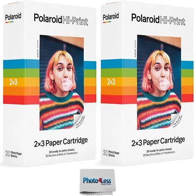 Polaroid Hi-Print - 2X3 Paper Cartridge 20 Sheets (x2) + Cleaning Cloth - Image 1 of 4