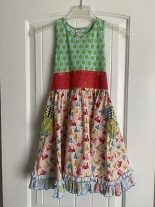 Matilda Jane Girls Wonderful Parade Festival Tent Tie Belt Summer Dress Sz 8 - Picture 1 of 5