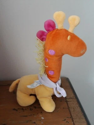 🦒🦒🦒 Peluche Doudou Girafe COROLLE 2004 girafe Jaune Orange Hochet tbe - Photo 1/3