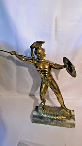 Sculpture Trophy Roman Greek Gladiator in Gilt Regule - Picture 1 of 8