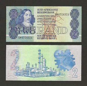 SOUTH AFRICA 2 Rand 1983-89, P-118d, de Kock, 2-Ltr Prefix w/ Sec Thread, UNC - Picture 1 of 1