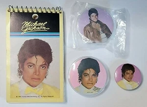 Lote de suspenso con botones de pasador de notas vintage de Michael Jackson memo bloc de notas - Imagen 1 de 10