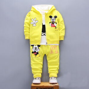 3pcs Baby toddler clothes boys coat+T shirt +pants tracksuit outfits set cartoon