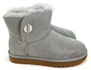 UGG Mini Turnlock Bling Damen Seal Wildleder Wollfutter Stiefel Größe 6 M1098354 - Bild 1 von 12