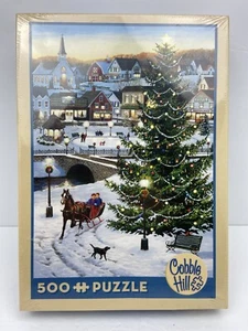NEW Sealed Cobble Hill 500 Piece Puzzle Christmas Tree Sleigh Ride Village Tree - Imagen 1 de 7