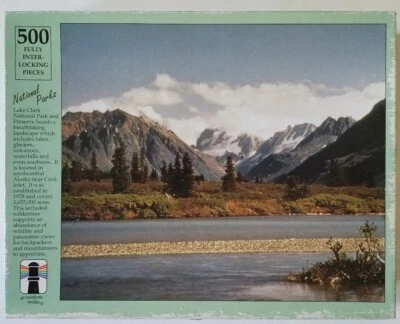 Vtg Alaska Lake puzzle Clark National Park Preserve jigsaw Rainbow Works '93 500 - Image 1 of 4