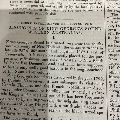 Antiguo 1844 - AUSTRALIA OCCIDENTAL - SONIDO DEL REY GEORGE - Aborígenes partes 1 - 3 Foto 1 de 4