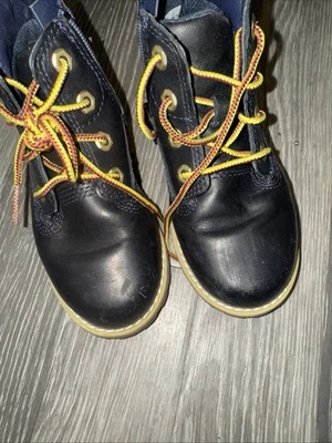 Timberland Blue Lace Up Kids Junior Ankle Boots Size 8.5 EU 26 - image 1 of 4